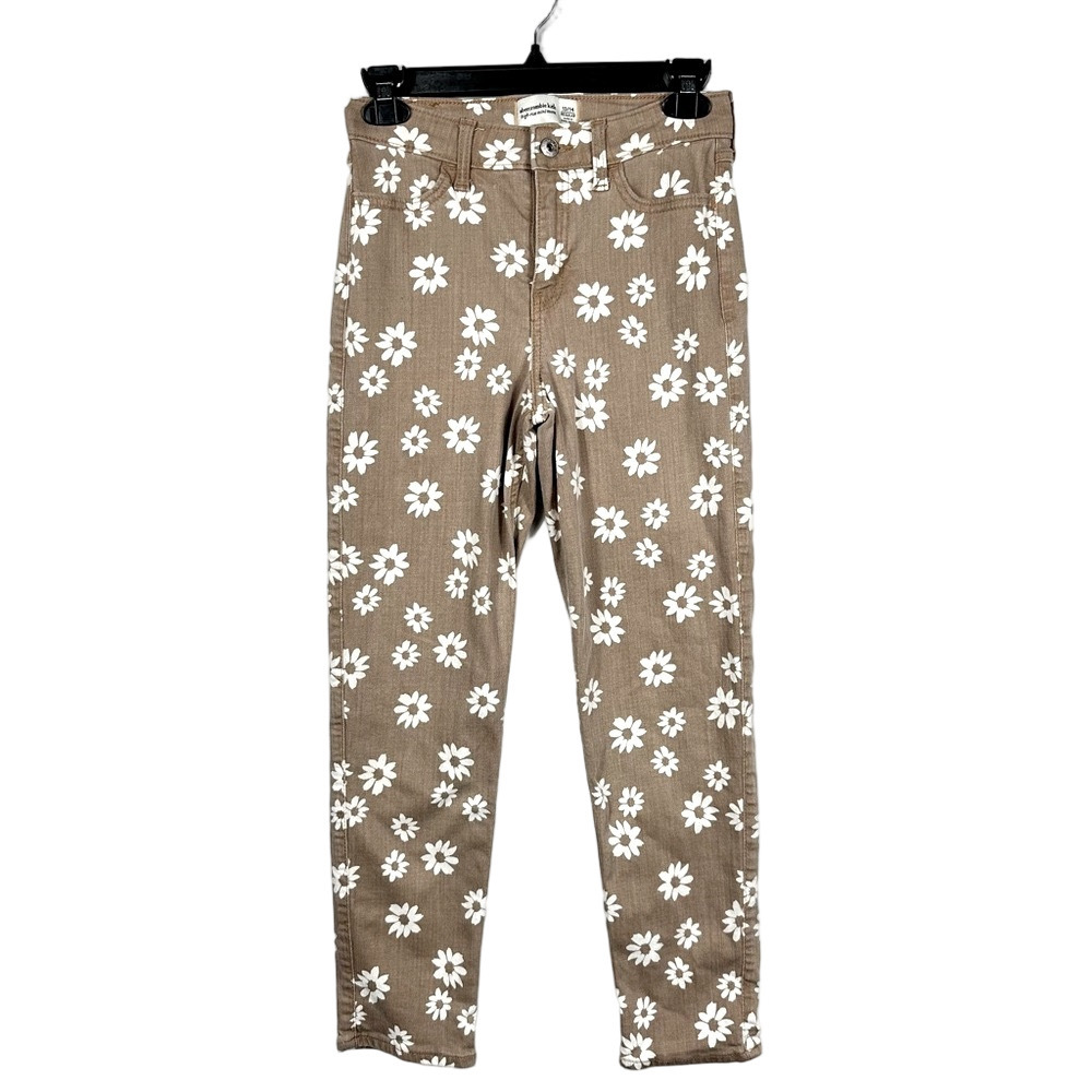 Abercrombie & Fitch Kids High Rise Mini mom Brown Floral Jeans Size 13/14